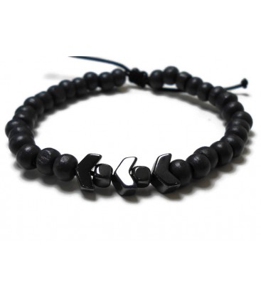 Βραχιόλι ανδρικό arrow με μαύρες ξύλινες χάντρες