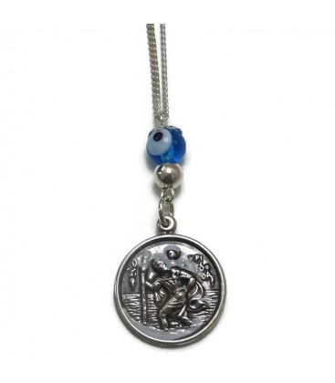 Φυλαχτό αυτοκινήτου Άγιος Χριστόφορος από ασήμι 925 KRA5776a