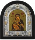 Ασημένια Εικόνα Παναγία του Βλαντιμήρ Μεταξοτυπία