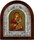 Ασημένια Εικόνα Παναγία η Γιάτρισσα Μεταξοτυπία