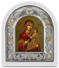 Ασημένια Εικόνα Παναγία η Γιάτρισσα Μεταξοτυπία