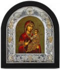Ασημένια Εικόνα Παναγία η Γιάτρισσα Μεταξοτυπία