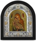 Ασημένια Εικόνα Παναγία η Ελεούσα του Κύκκου Μεταξοτυπία