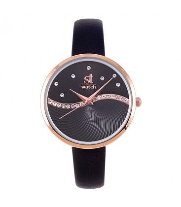 Season Time WATCH 2176-1 Metropolitan Crystals Black Leather Strap
