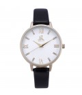 Season Time WATCH Madison Crystals Black Leather Strap 2178-1