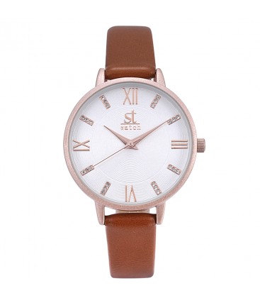 Season Time WATCH Madison Crystals Brown Leather Strap 2178-2