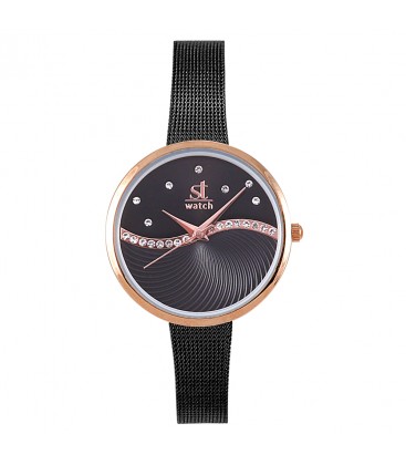 Season Time WATCH Metropolitan Series Crystals Black Metal Bracelet 2276-1