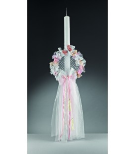 Λαμπάδα βάφτισης στεφάνι για κορίτσι 170