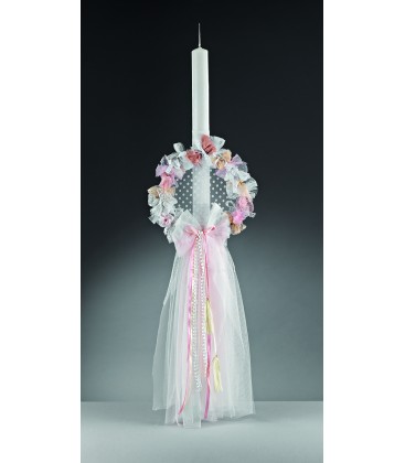 Λαμπάδα βάφτισης στεφάνι για κορίτσι 170