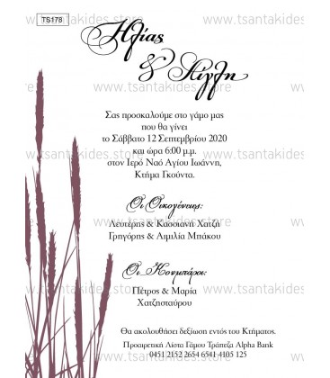 Προσκλητήριο γάμου TS178
