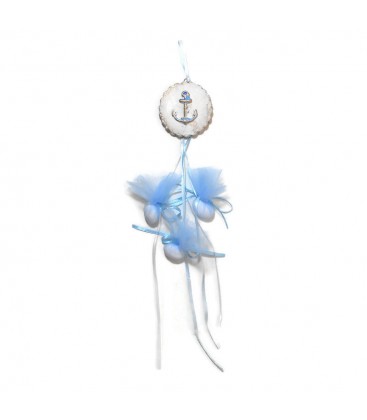 Μπομπονιέρα κρεμαστή κεραμικό μπισκότο με άγκυρα MPOB8813