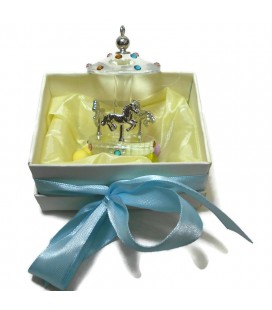 Μπομπονιέρα καρουζέλ γυάλινο σε κουτί πολυτελείας MPOB8706