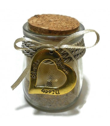 Μπομπονιέρα βαζάκι με καρδιά ευχών MPOG8720