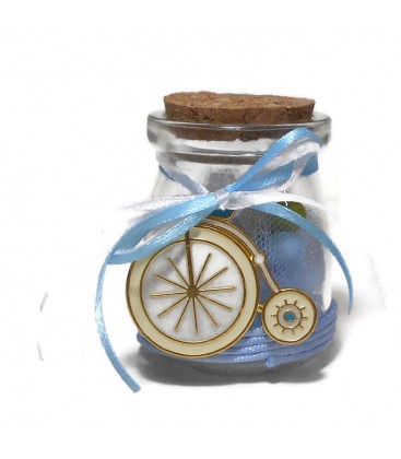 Μπομπονιέρα γυάλινο βαζάκι ποδήλατο MPOB8660