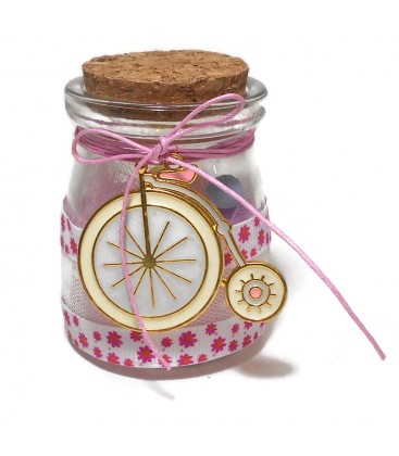 Μπομπονιέρα γυάλινο βαζάκι ποδήλατο MPOB8657