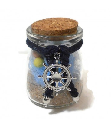 Μπομπονιέρα γυάλινο βαζάκι τιμόνι καραβιού MPOB8653