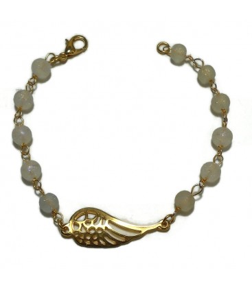 Βραχιόλι φτερό αγγέλου από ορείχαλκο με ροζάριο