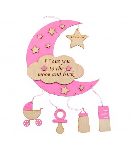 Ξύλινο ενθύμιο γέννησης για κορίτσι Β3944