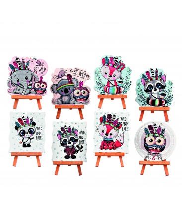 Μπομπονιέρα ξύλινο καδράκι σε καμβά MPOB3690