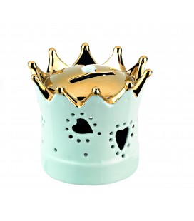 Μπομπονιέρα κορώνα κουμπαράς σιελ MPOB10060