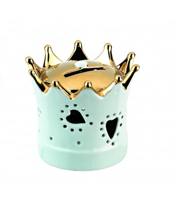 Μπομπονιέρα κορώνα κουμπαράς σιελ MPOB10060