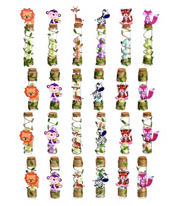 Μπομπονιέρα γυάλινοι σωλήνες με ζωάκια MPOG4383