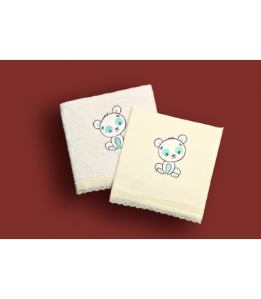 Λαδόπανα ολοκληρωμένο σετ  με αρκουδάκι για αγόρι 449