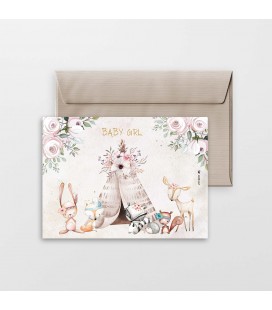 Προσκλητήριο postcard ινδιάνοι για κορίτσι 2112011