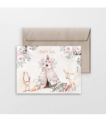 Προσκλητήριο postcard ινδιάνοι για κορίτσι 2112011