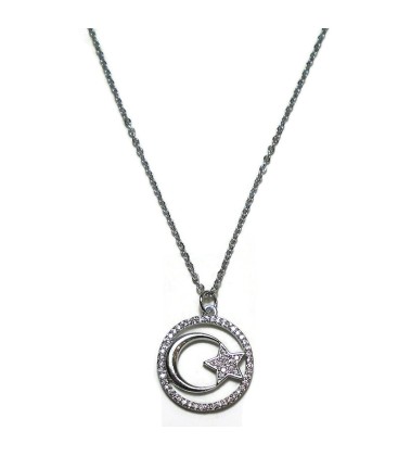 Κολιέ φεγγάρι με αστέρι από ατσάλι KL1647