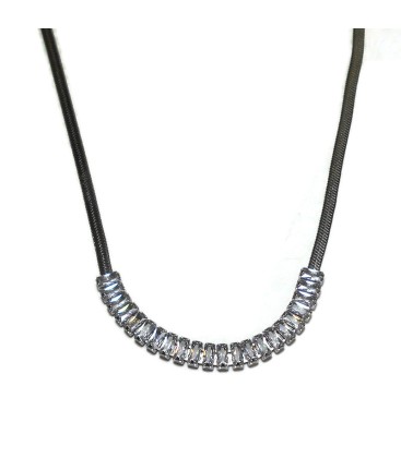 Κολιέ με πέτρες ζιργκόν από ατσάλι KL1611